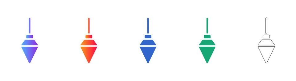 Plumb Bob Vertical Alignment Vector Icon Set Stock Illustration