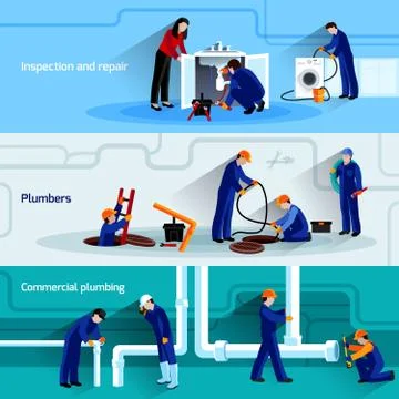 Plumber banner set Stockillustratie