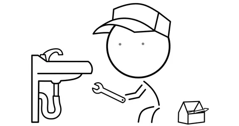 Plumber in bathroom Stock Footage 296512034