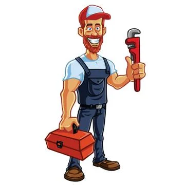 Plumber Cartoon Mascot Vector Stock Illustration