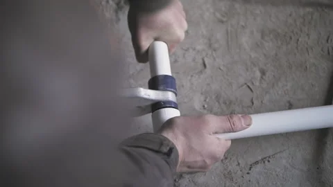 Plumber connects polypropylene pipes. Pipe soldering. Stock Footage 237464478