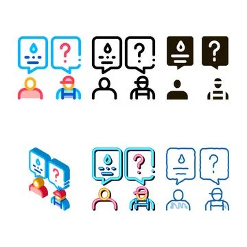 Plumber discuss icon vector outline types Stock Illustration