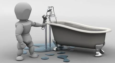 Plumber fixing a leak Stock Illustration