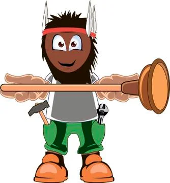 Plumber holding Plunger Stock Illustration
