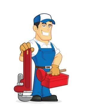Plumber holding tools Stock Illustration