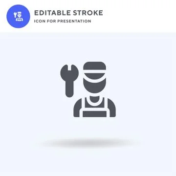 Plumber icon vector, filled flat sign, solid pictogram isolated on white, log Stock Illustration