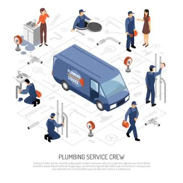 Plumber Isometric Concept Stock Illustration