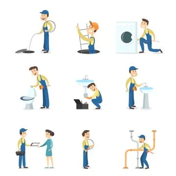 Plumber man set. Stock Illustration
