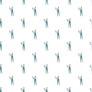 Plumber occupation and professional repairman seamless pattern Stock Illustration