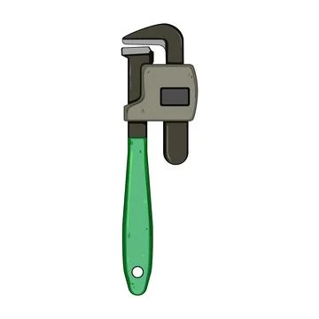 Plumber pipe wrench cartoon vector illustration Stock Illustration