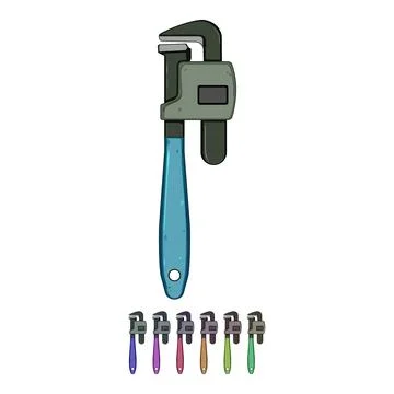 Plumber pipe wrench cartoon vector graphic Stock Illustration