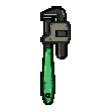 Plumber pipe wrench pixel art vector illustration Stock Illustration