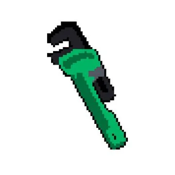Plumber pipe wrench pixel art vector illustration Stock Illustration