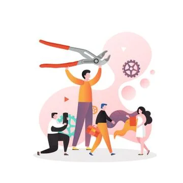 Plumber services vector concept for web banner, website page Stock Illustration