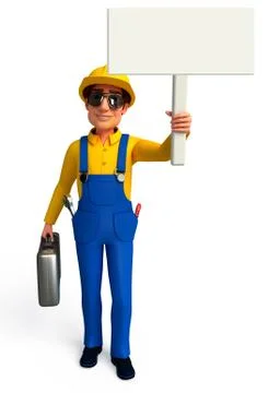 Plumber with sign Stock Illustration