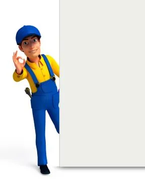 Plumber with sign Stock Illustration