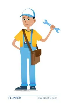 Plumber standing character icon Illustrazione stock