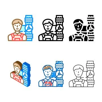 Plumber stylized worker color icon vector Stock Illustration