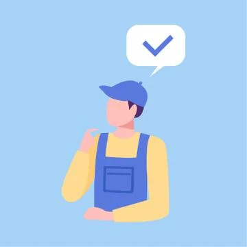 Plumber Thinking of Completed Task, Person Communicating with Speech Bubble Stock Illustration