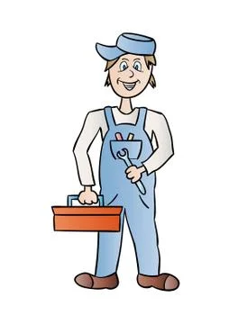 Plumber with tools Stock Illustration