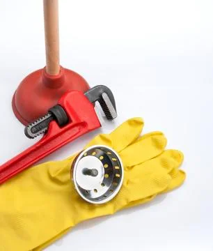 Plumber Tools on White Stock Photos