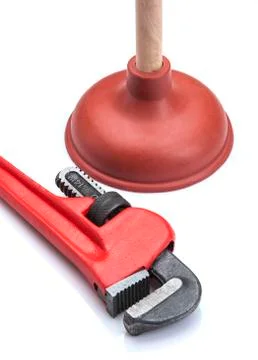 Plumber Tools on White Stock Photos