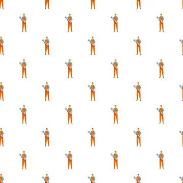 Plumber uniform worker holding wrench seamless pattern 스톡 일러스트
