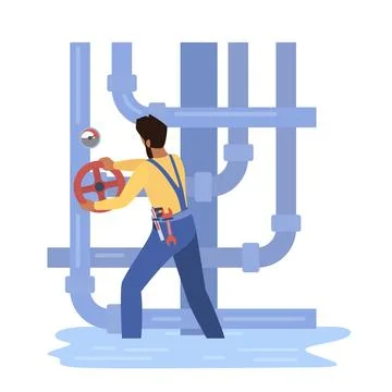 Plumber with Valves Stock Illustration