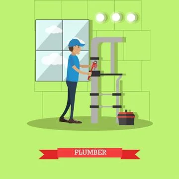 Plumber vector illustration in flat style Stock Illustration