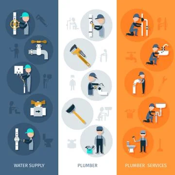 Plumber Vertical Banner Stock Illustration