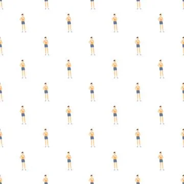 Plumber worker character standing uniform seamless pattern Stock Illustration