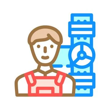 Plumber worker color icon vector illustration Stock Illustration