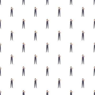 Plumber worker holding monkey wrench seamless pattern イラスト素材