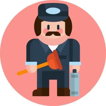 Plumber worker isolated vector illustration labor day icon Stock Illustration