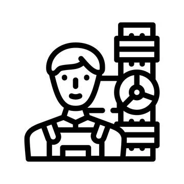 Plumber worker line icon vector illustration flat 库存插图