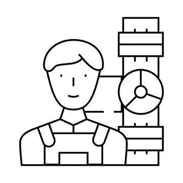 Plumber worker line icon vector illustration flat Stock Illustration