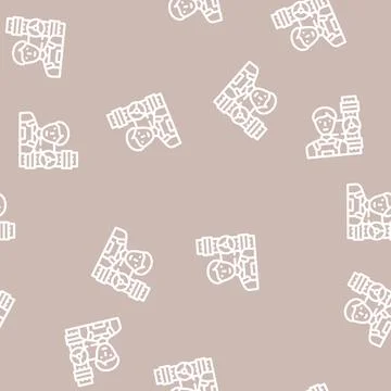 Plumber worker line vector seamless pattern flat 스톡 일러스트