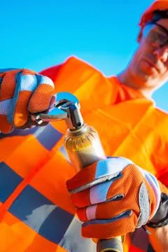 Plumber Worker with a Wrench Foto stock