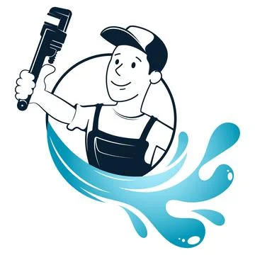 Plumber with a wrench in his hand Ilustração Stock