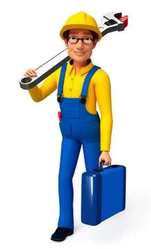 Plumber with wrench Stock Illustration