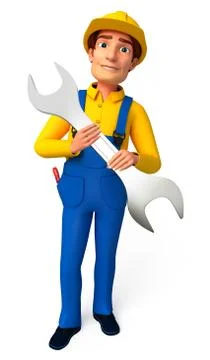 Plumber with wrench Stock Illustration