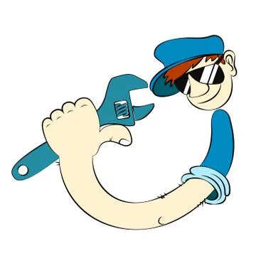 Plumber with a wrench Stock Illustration