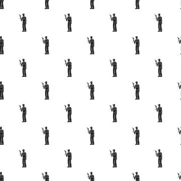 Plumber with wrench seamless pattern repeating background Illustrazione stock