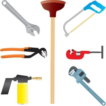 Plumbers tools Stock Illustration