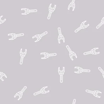Plumbers wrench tool line seamless pattern イラスト素材