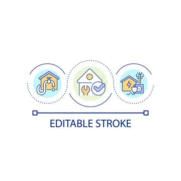 Plumbing and electricity loop concept icon Stock Illustration