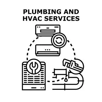 Plumbing and hvac services vector concept illustration Stock Illustration