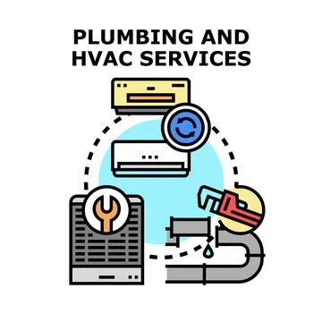 Plumbing and hvac services vector concept illustration Stock Illustration