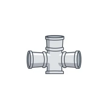 Plumbing cross pipe connector fitting graphic design element Stock Illustration