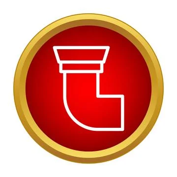 Plumbing drain pipe icon inside red button design Stock Illustration